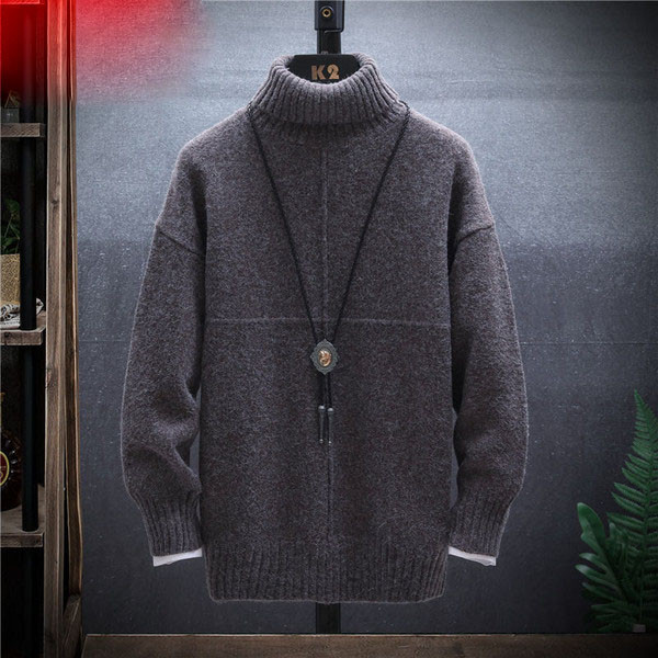 Férfi téli pulóver pólógallérral és hosszú ujjal