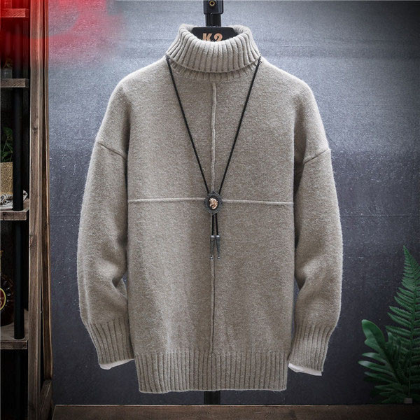 Férfi téli pulóver pólógallérral és hosszú ujjal