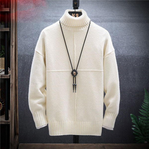 Férfi téli pulóver pólógallérral és hosszú ujjal