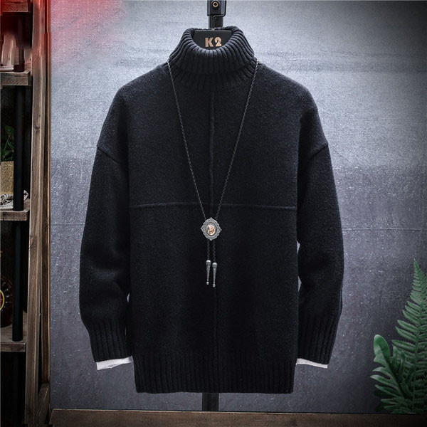 Férfi téli pulóver pólógallérral és hosszú ujjal