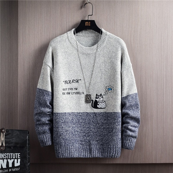 Ανδρικό πουλόβερ χειμερινό με οβάλ ντεκολτέ