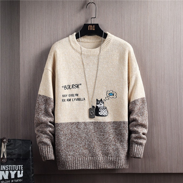 Ανδρικό πουλόβερ χειμερινό με οβάλ ντεκολτέ