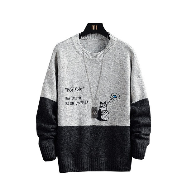 Ανδρικό πουλόβερ χειμερινό με οβάλ ντεκολτέ