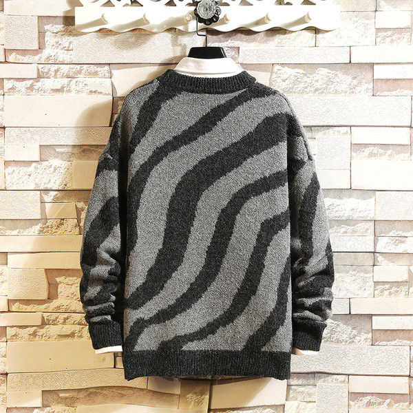 Férfi téli pulóver zebra mintával