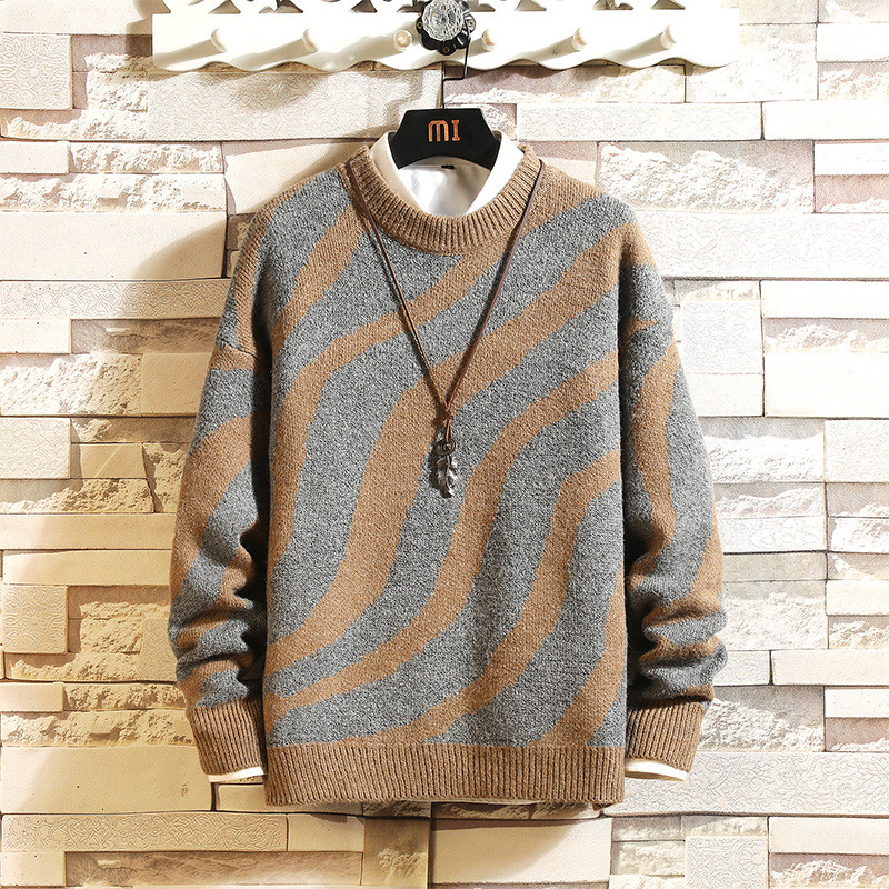 Férfi téli pulóver zebra mintával