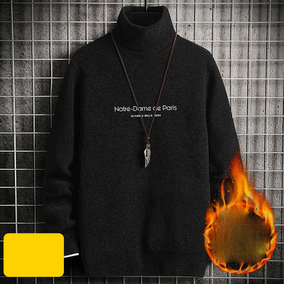 Ανδρικό χειμερινό πουλόβερ με επιγραφές και γιακά