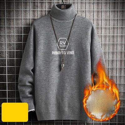 Ανδρικό χειμερινό πουλόβερ με επιγραφές και γιακά