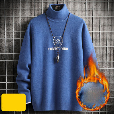 Ανδρικό χειμερινό πουλόβερ με επιγραφές και γιακά