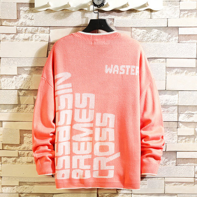 Férfi kötött pulóver feliratokkal