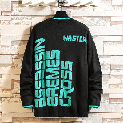 Férfi kötött pulóver feliratokkal