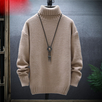 Μοντέρνο ανδρικό πουλόβερ με κολάρο και μακριά μανίκια