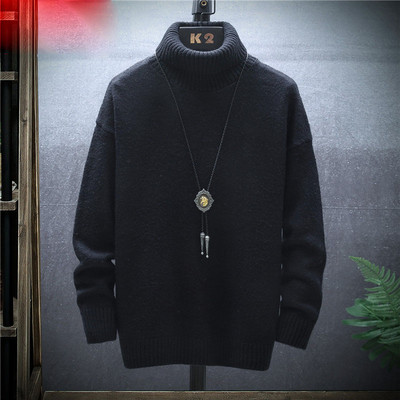 Μοντέρνο ανδρικό πουλόβερ με κολάρο και μακριά μανίκια