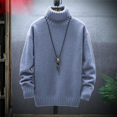 Μοντέρνο ανδρικό πουλόβερ με κολάρο και μακριά μανίκια