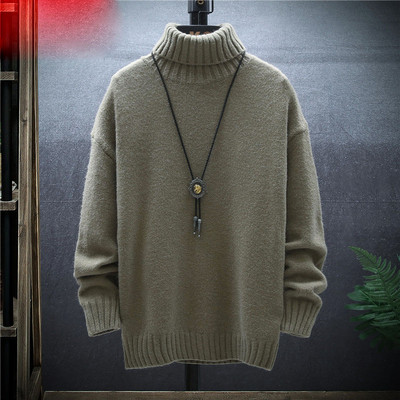 Μοντέρνο ανδρικό πουλόβερ με κολάρο και μακριά μανίκια