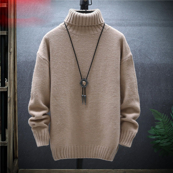 Μοντέρνο ανδρικό πουλόβερ με κολάρο και μακριά μανίκια