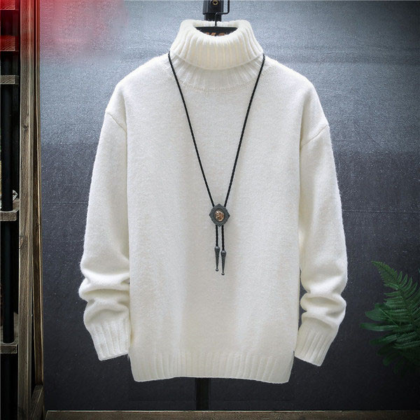Μοντέρνο ανδρικό πουλόβερ με κολάρο και μακριά μανίκια