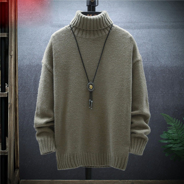 Μοντέρνο ανδρικό πουλόβερ με κολάρο και μακριά μανίκια