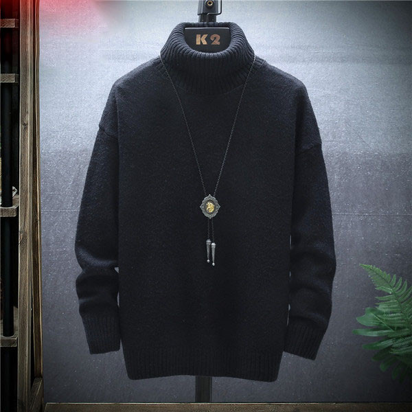 Μοντέρνο ανδρικό πουλόβερ με κολάρο και μακριά μανίκια