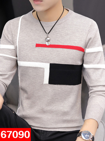 Ανδρικό πουλόβερ με οβάλ λαιμόκοψη - διάφορα μοντέλα