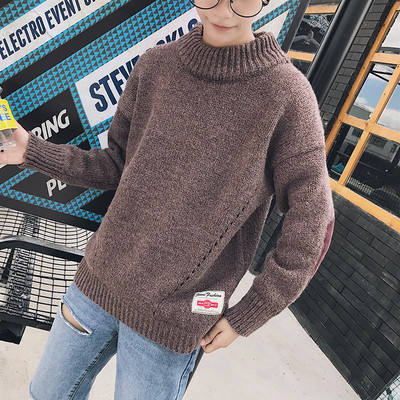 Téli kötött pulóver ovális nyakkivágással