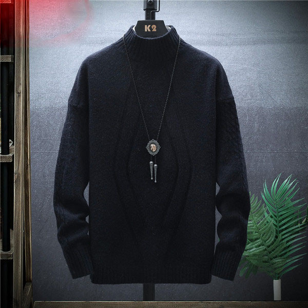 Divatos férfi pulóver pólógallérral és hosszú ujjal