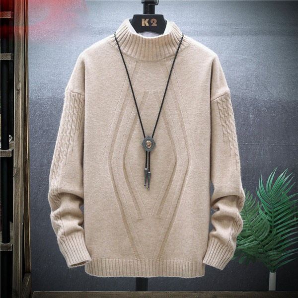 Divatos férfi pulóver pólógallérral és hosszú ujjal