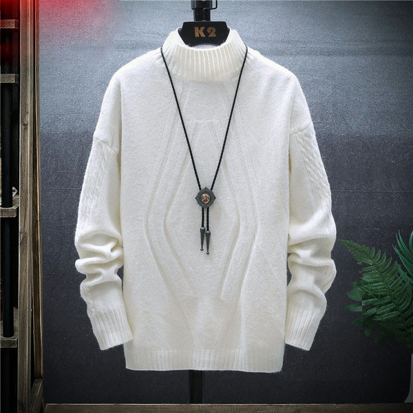 Divatos férfi pulóver pólógallérral és hosszú ujjal