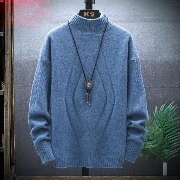 Divatos férfi pulóver pólógallérral és hosszú ujjal