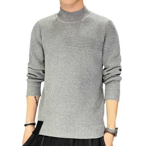 Modern férfi pulóver alacsony gallérral és hosszú ujjal