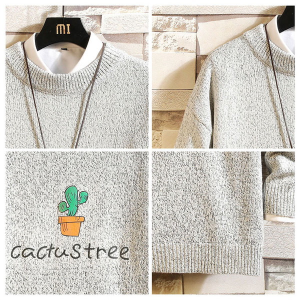 Muški široki pulover s natpisom i printom u boji