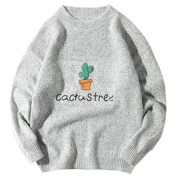 Muški široki pulover s natpisom i printom u boji