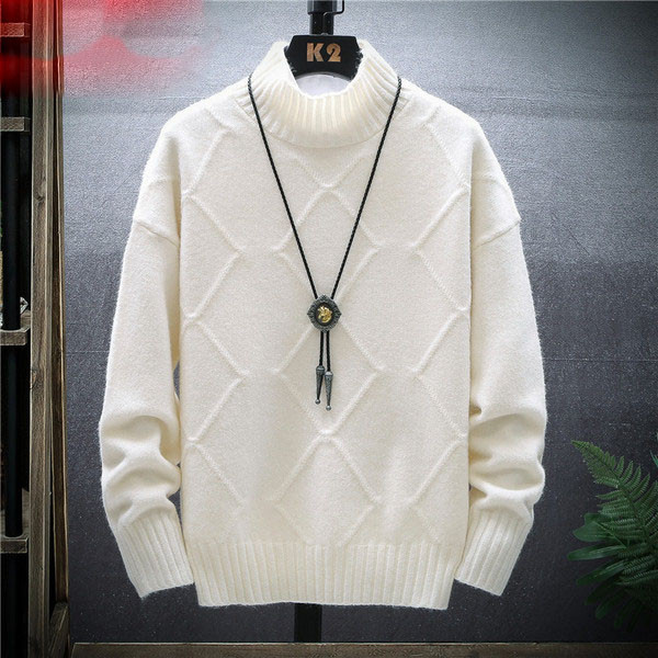 Aktuális férfi pulóver pólógallérral és hosszú ujjal