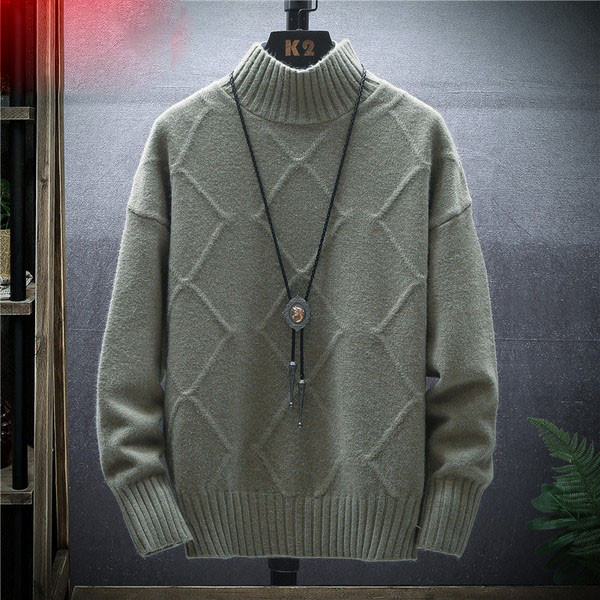 Aktuális férfi pulóver pólógallérral és hosszú ujjal