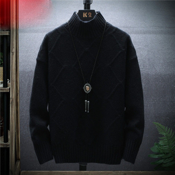 Aktuális férfi pulóver pólógallérral és hosszú ujjal