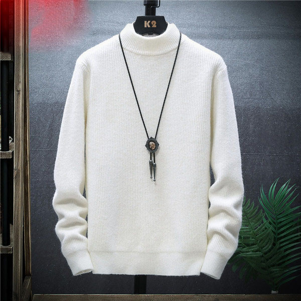 Férfi egyszínű pulóver pólógallérral