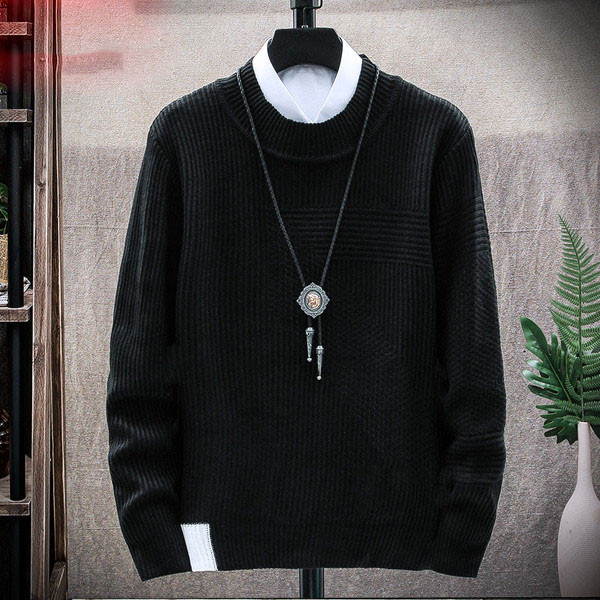Ανδρικό casual πουλόβερ με χαμηλό γιακά και μακριά μανίκια