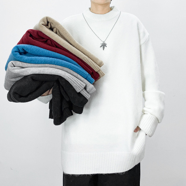 Széles őszi-téli pulóver sima modell