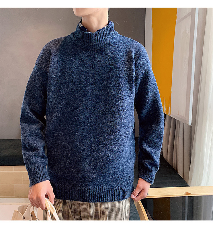 Széles modell férfi pulóver pólógallérral