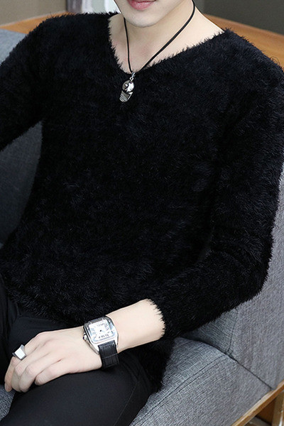 Új modell férfi plüss pulóver V-nyakkal