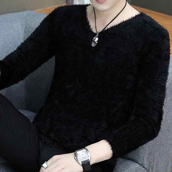 Új modell férfi plüss pulóver V-nyakkal
