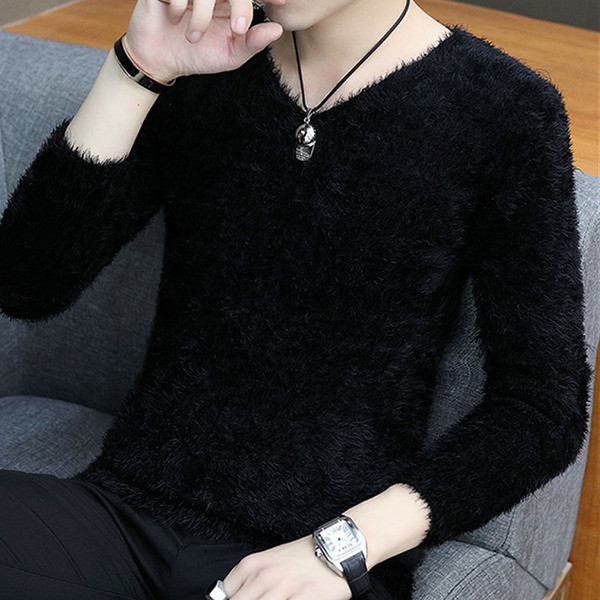 Új modell férfi plüss pulóver V-nyakkal