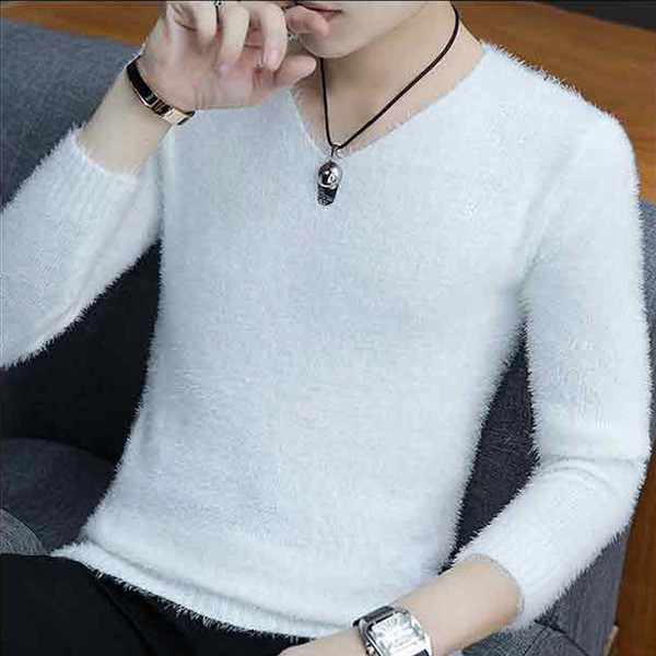 Új modell férfi plüss pulóver V-nyakkal