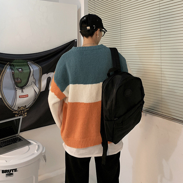 Téli csíkos férfi pulóver