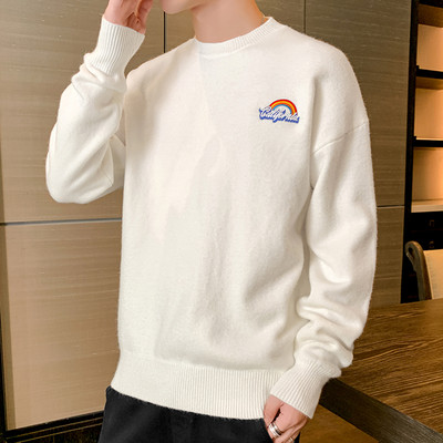 Muški casual džemper s ovalnim izrezom i vezom - više modela