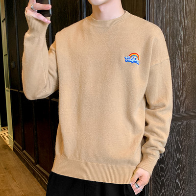 Muški casual džemper s ovalnim izrezom i vezom - više modela