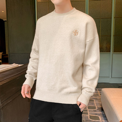 Muški casual džemper s ovalnim izrezom i vezom - više modela