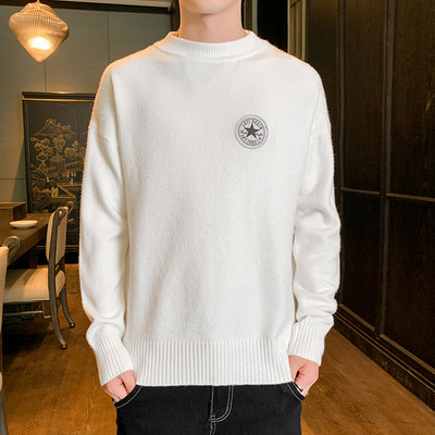 Muški casual džemper s ovalnim izrezom i vezom - više modela