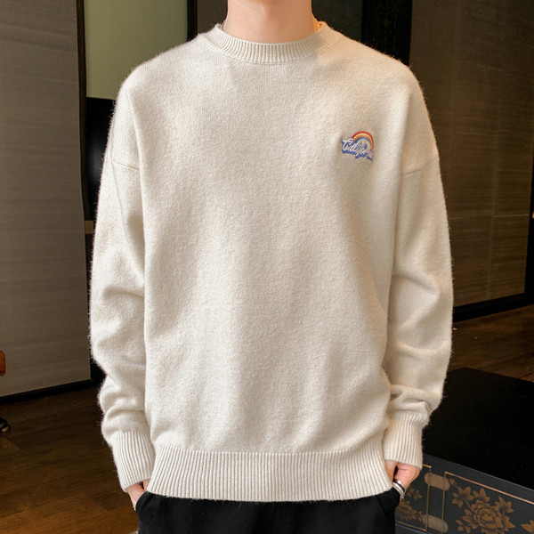 Muški casual džemper s ovalnim izrezom i vezom - više modela