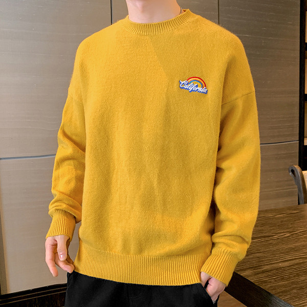 Muški casual džemper s ovalnim izrezom i vezom - više modela