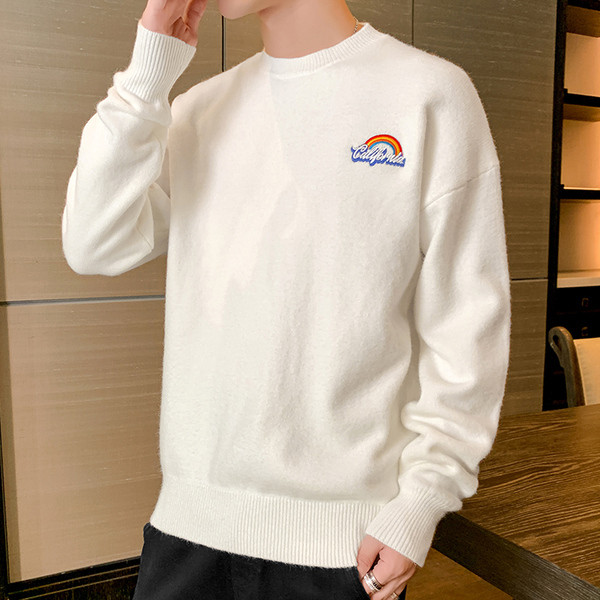 Muški casual džemper s ovalnim izrezom i vezom - više modela